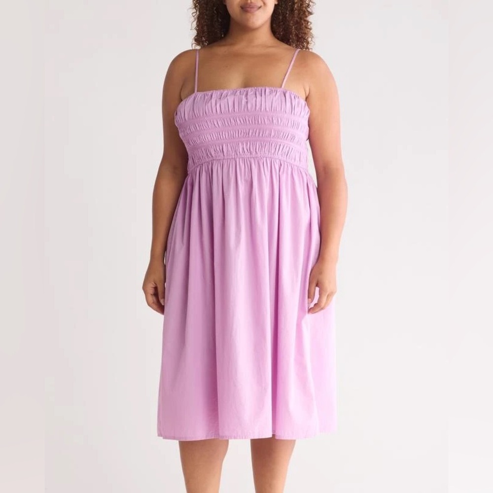 ABOUND SMOCKED SLEEVELESS MIDI DRESS LARGE
